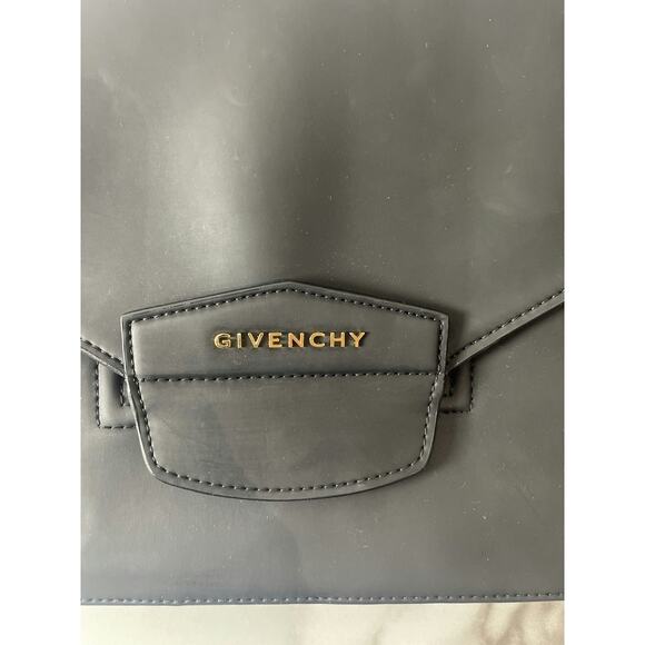 Givenchy Black Leather Envelope Clutch with Gold Logo - Picture 2 of 6
